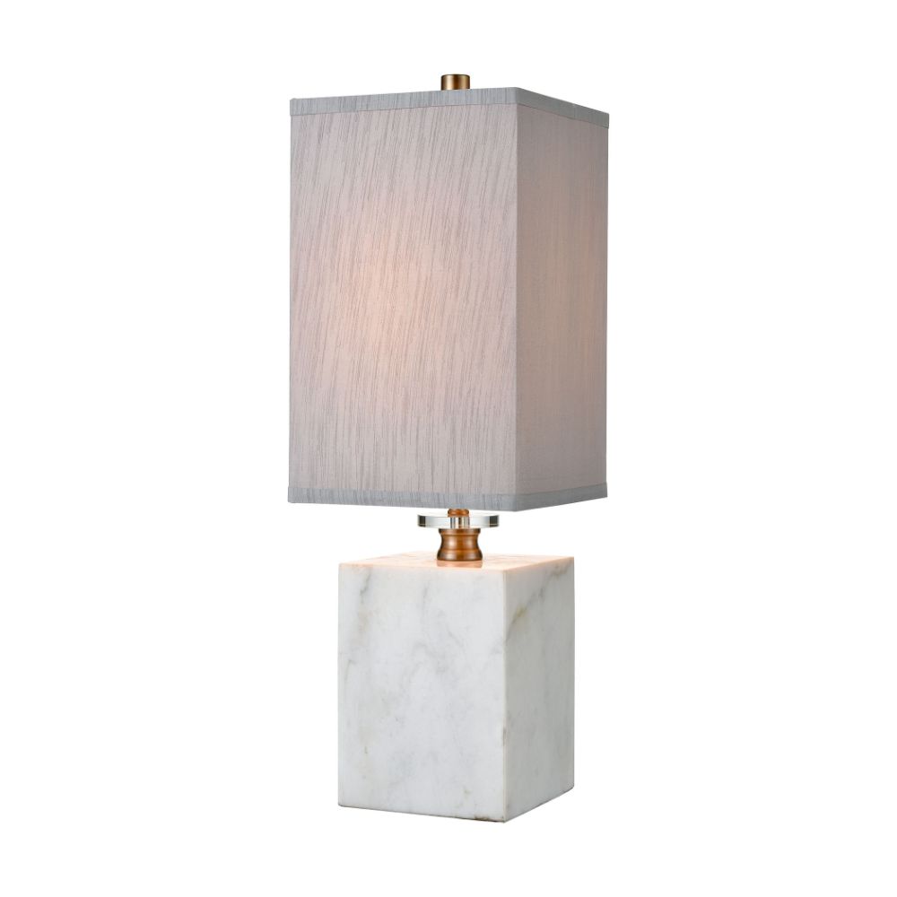 ELK Lighting D4491 Stand Tall Table Lamp In White Marble, Clear Crystal