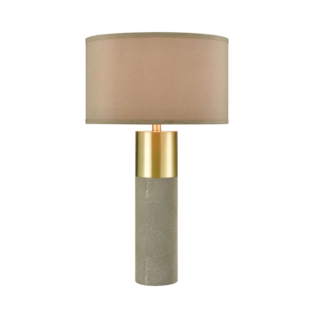 ELK Lighting D4502 Tulle Table Lamp in Brown and Honey Brass with a Mushroom Faux Silk Shade in Gray