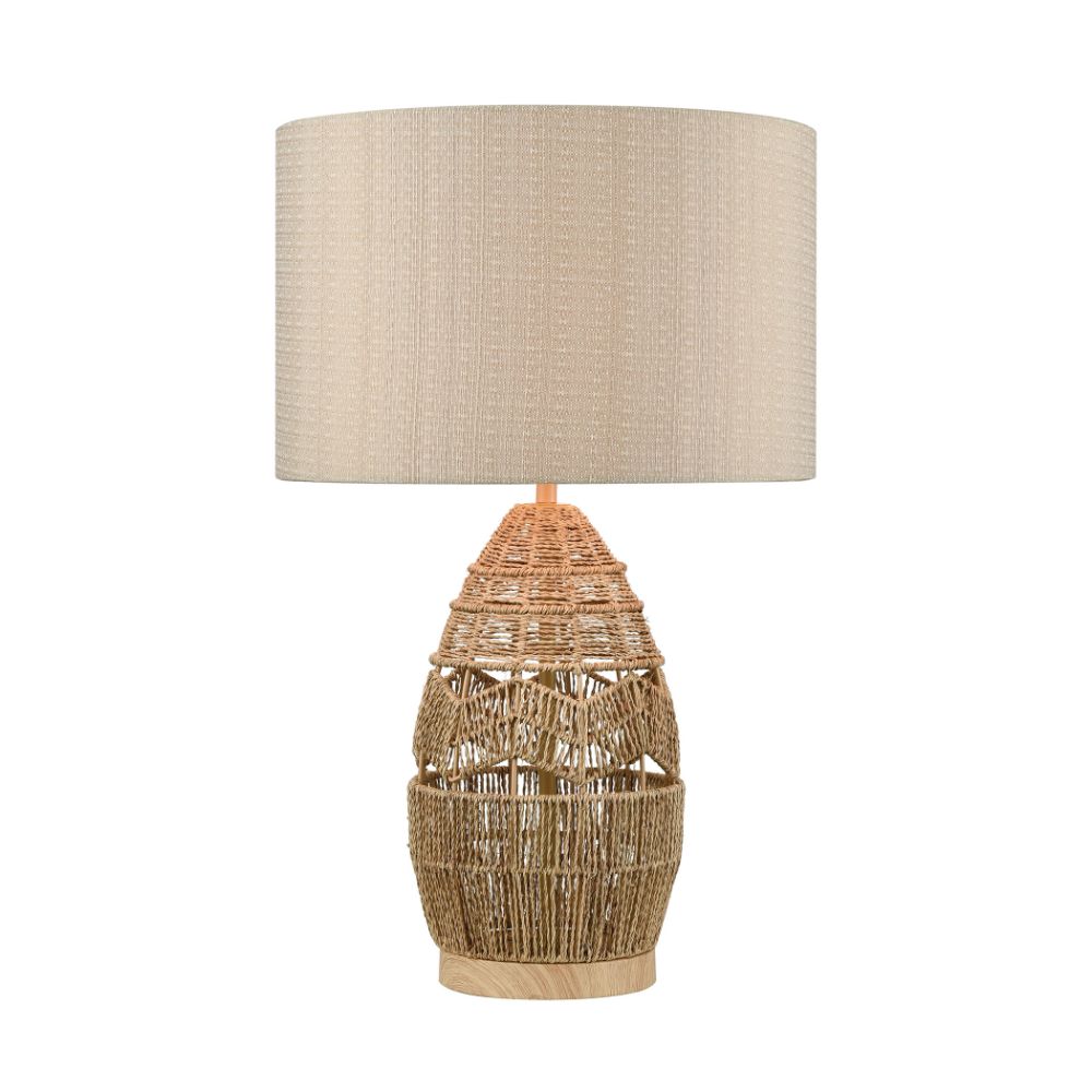 ELK Lighting D4553 Husk Table Lamp in Natural Finish with Mushroom Linen Shade in Brown