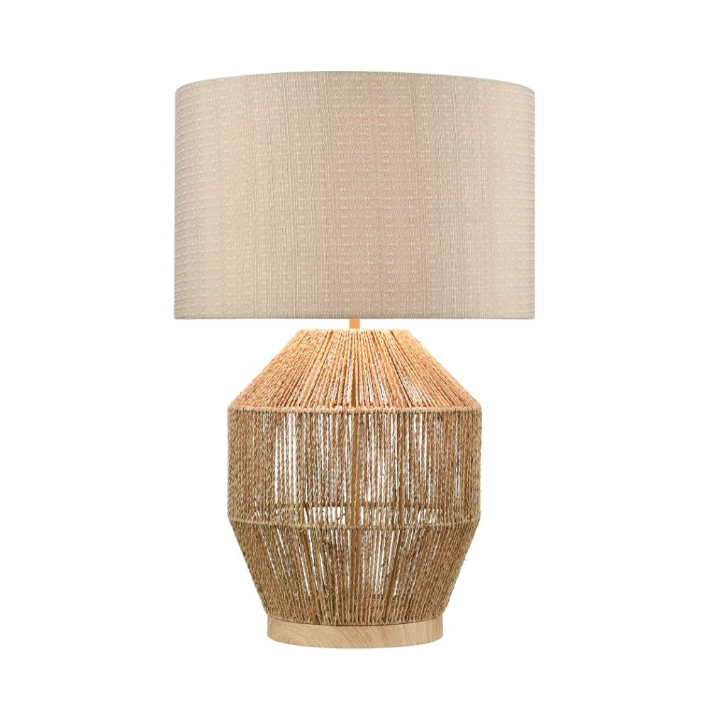 ELK Home D4555 Corsair Table Lamp in Natural Finish with a Mushroom Linen Shade in Brown