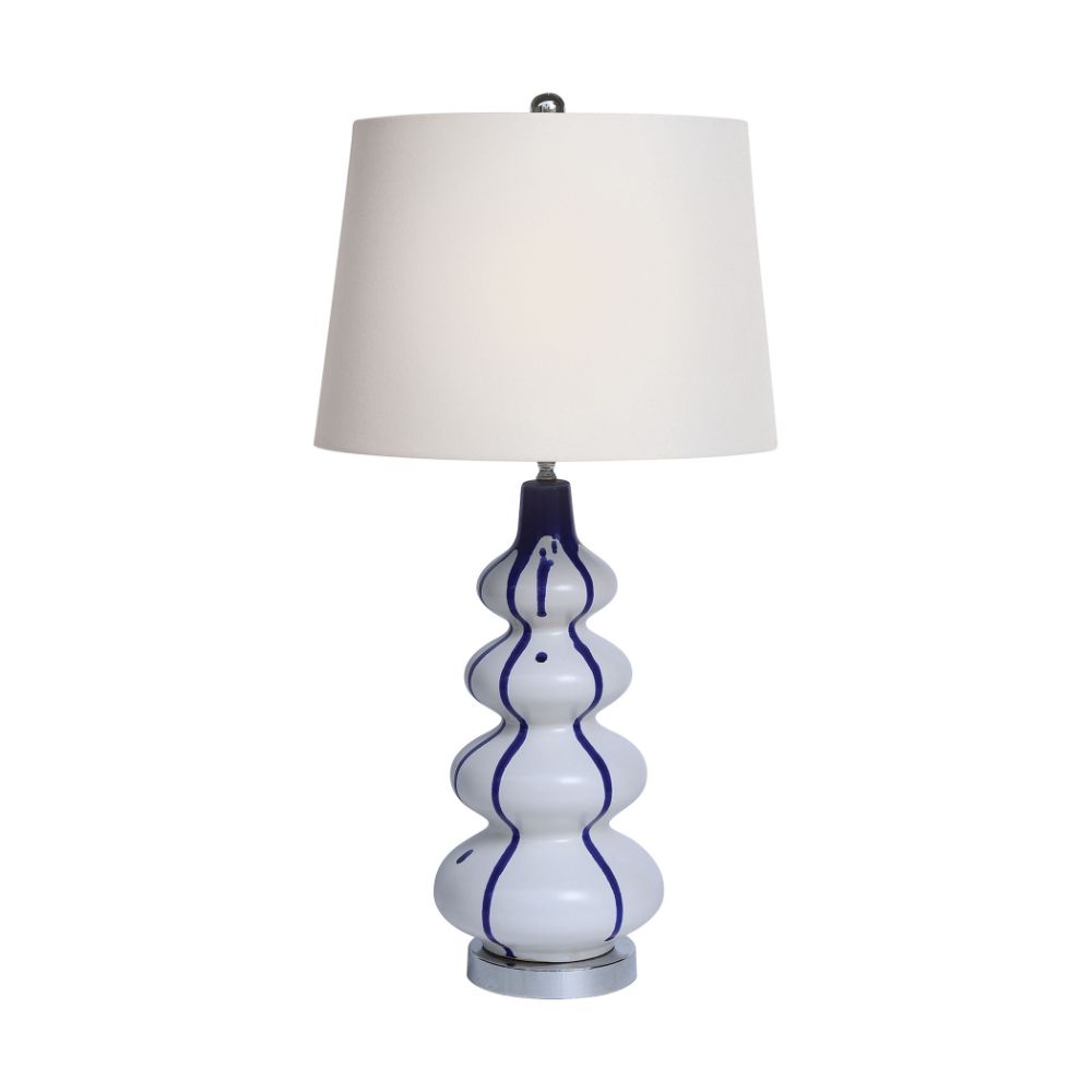 ELK Home D4630 Bowered Table Lamp in White and Chrome with a White Linen Shade in White
