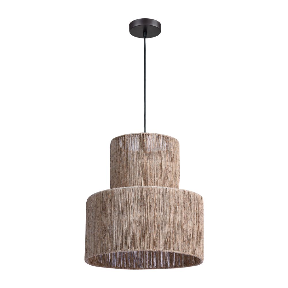 ELK Lighting D4635 Corsair 1-Light Pendant in Natural Finish with a Woven Jute Shade in Brown