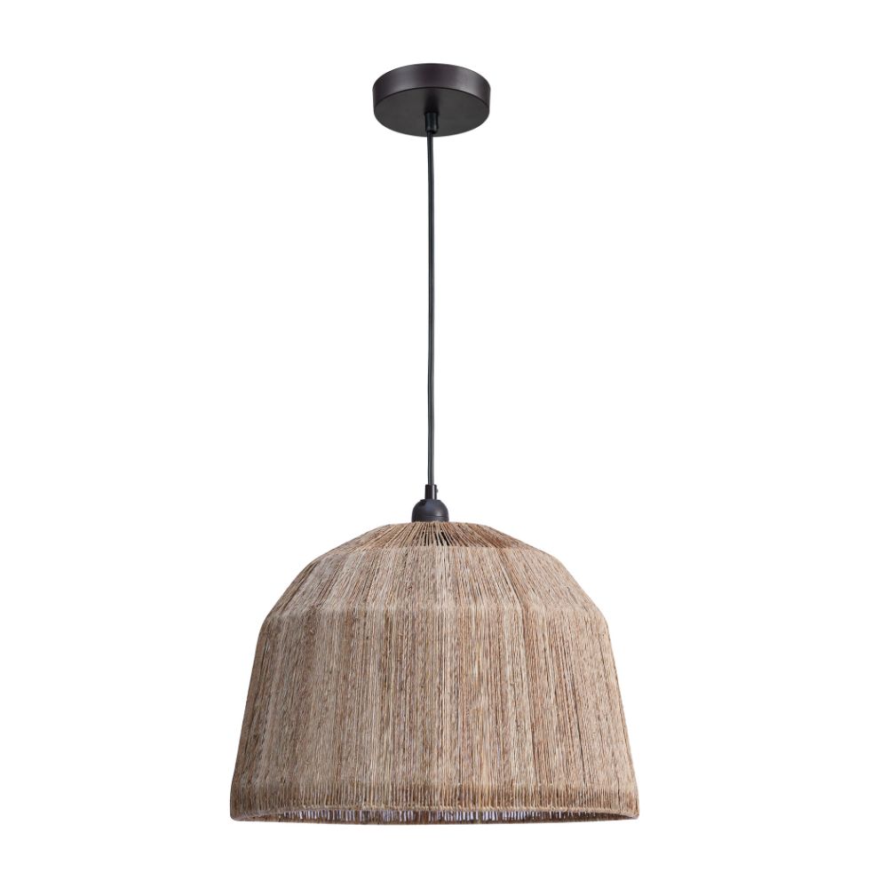 ELK Lighting D4637 Reaver 1-Light Pendant in Natural Finish with a Woven Jute Shade in Brown