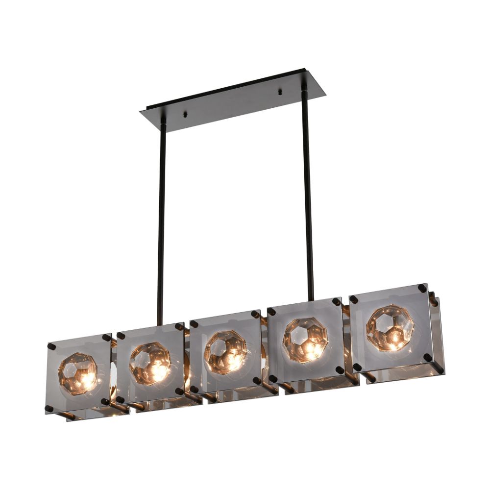 Elk Home D4651 Brilliance 5-light Island Light In Oil Rubbed Bronze, Smoke-plated Crystal