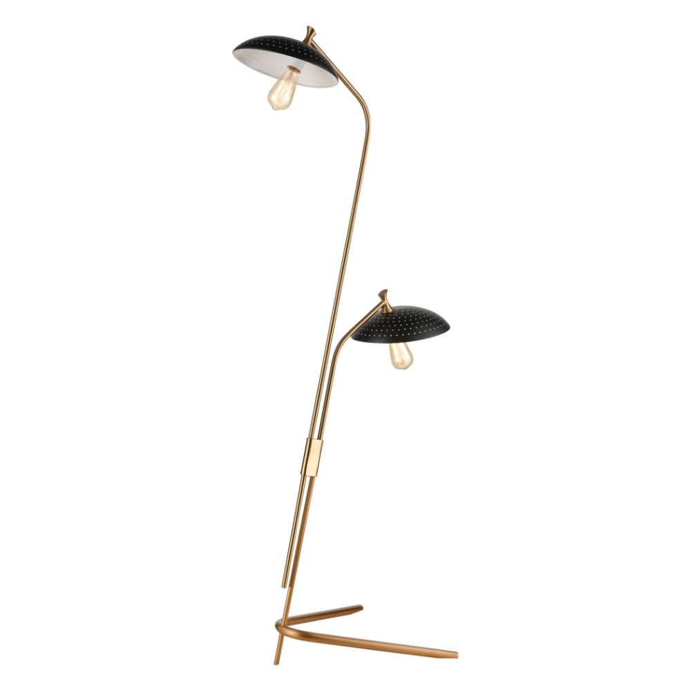 Elk Home D4653 Scarab 2-light Floor Lamp In Satin Brass, Black