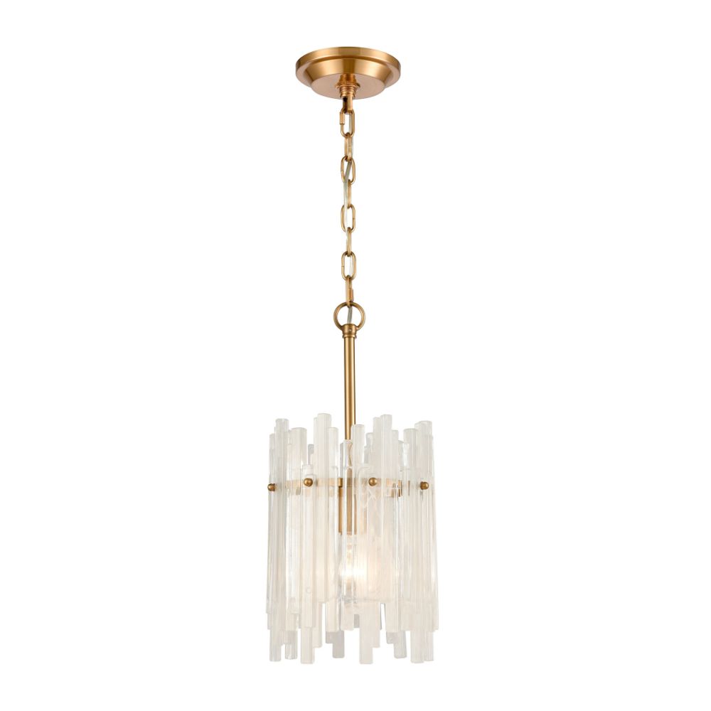Elk Home D4661 Brinicle 1-light Chandelier In Aged Brass, White, Clear Glass