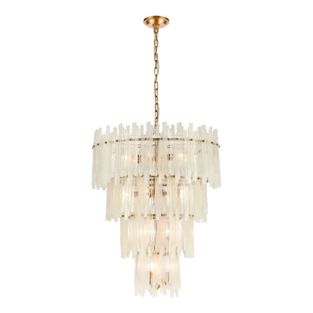 Elk Home D4662 Brinicle 18-light Chandelier In Aged Brass, White, Clear Glass