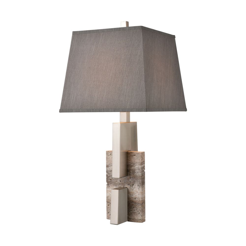 ELK Lighting D4668 Rochester Table Lamp In Brushed Nickel, Gray Marble