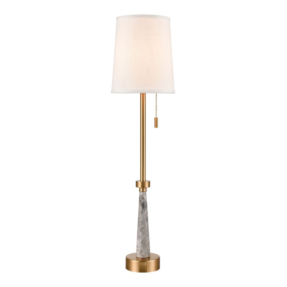 ELK Lighting D4682 Magda Table Lamp In Gray Marble, Satin Brass