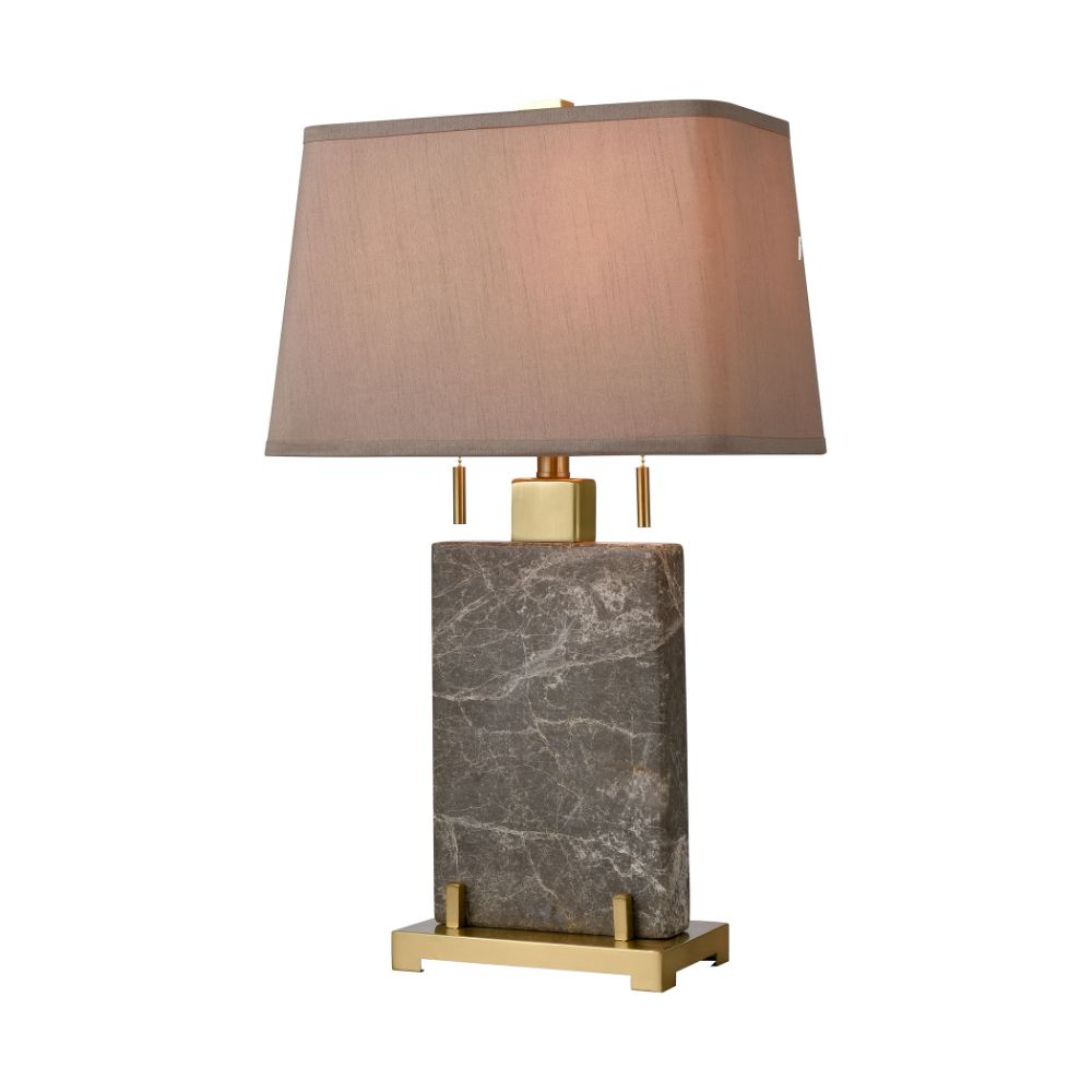 Elk Home D4704 Windsor 2-light Table Lamp in Gray Marble, Honey Brass