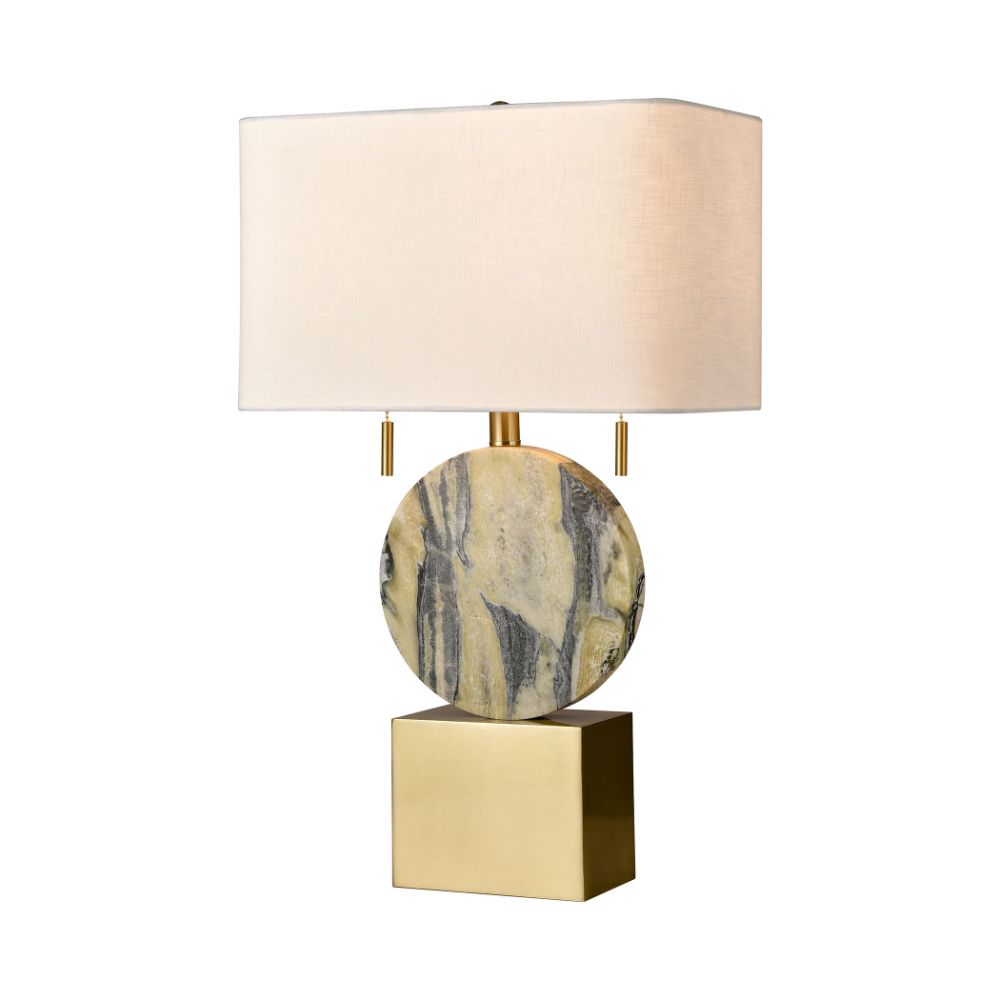 ELK Lighting D4705 Carrin 2-light Table Lamp In Natural Stone, Honey Brass