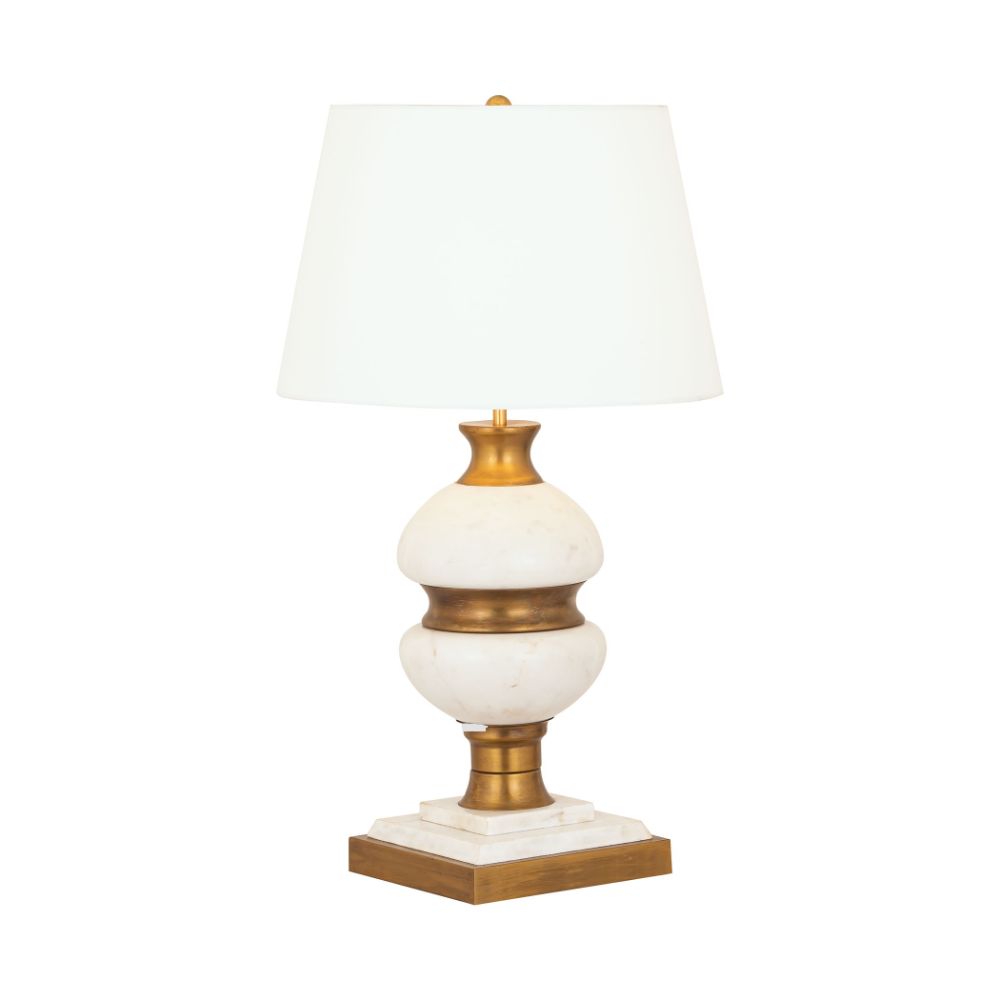 ELK Lighting D4725 Packer Table Lamp In Natural Alabaster, Aged Brass