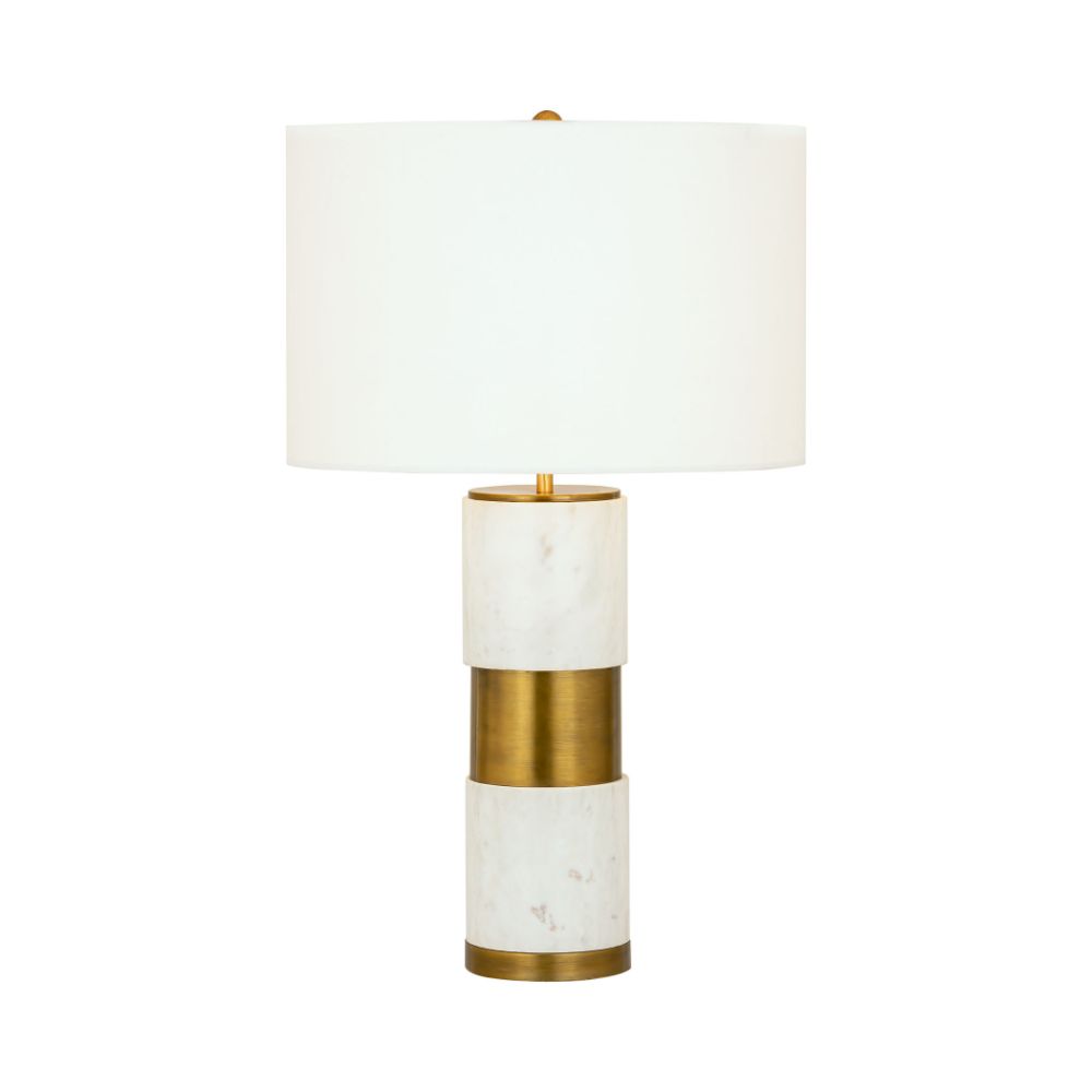 ELK Lighting D4729 Jansen Table Lamp In White Marble, Aged Brass