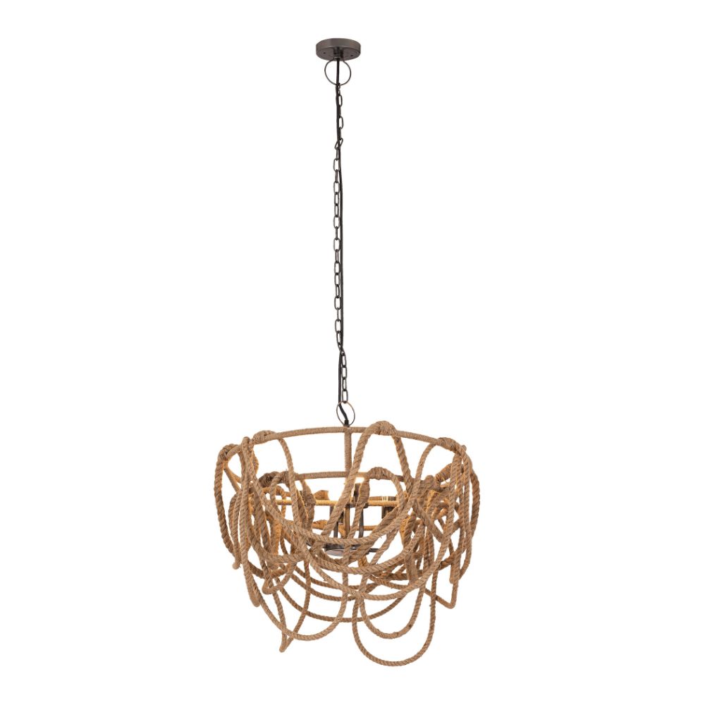 Elk Home D4734 Macon 4-light Pendant In Natural Rope, Aged Pewter