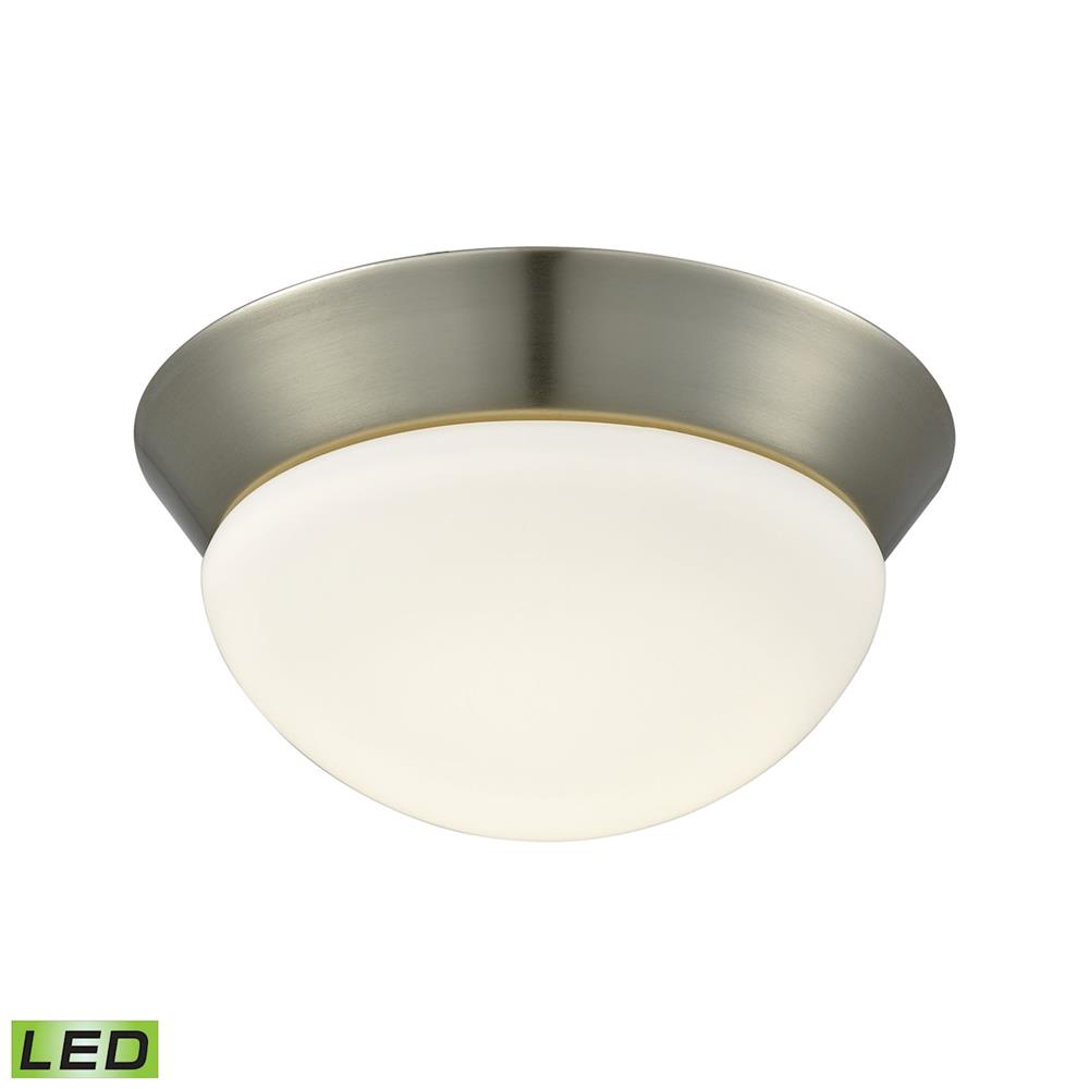 ELK Lighting FML7125-10-16M Contours 1 Light LED Flushmount In Satin Nickel And Opal Glass - Small