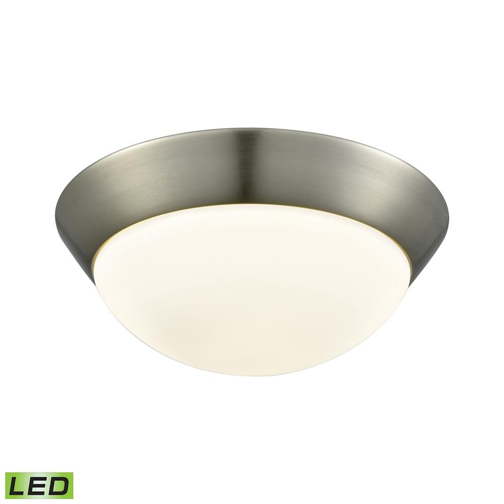 ELK Lighting FML7150-10-16M Contours 1 Light LED Flushmount In Satin Nickel And Opal Glass - Medium