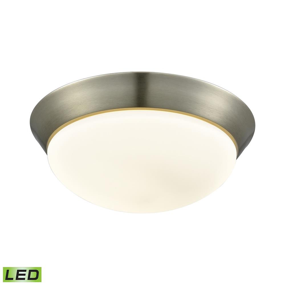 ELK Lighting FML7175-10-16M Contours 1 Light LED Flushmount In Satin Nickel And Opal Glass - Large