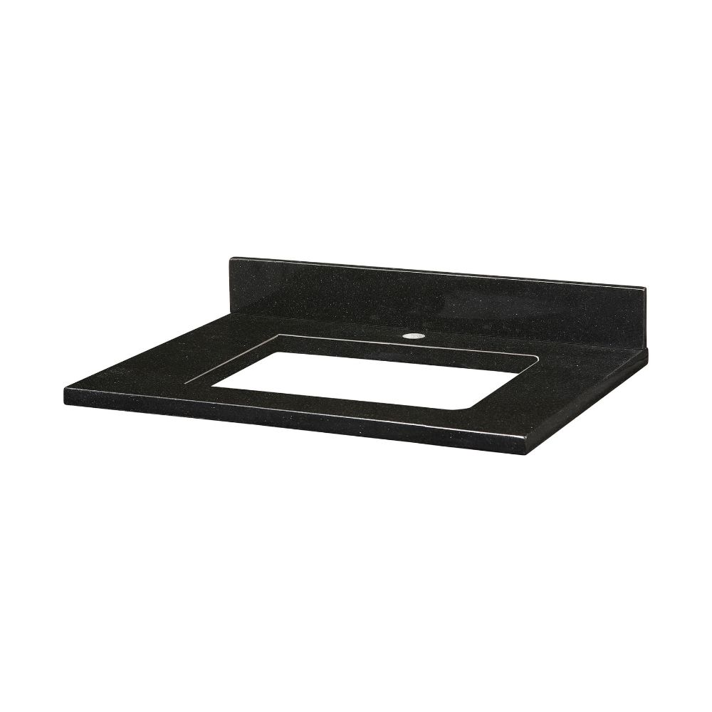 Elk Home GRUT25RBK-1 Stone Top - 25-inch for Rectangular Undermount Sink - Black Granite with Single Faucet Hole