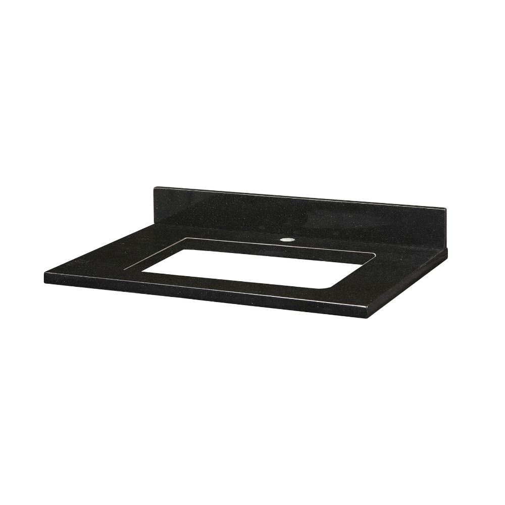 Elk Home GRUT31RBK-1 Stone Top - 31-inch for Rectangular Undermount Sink - Black Granite with Single Faucet Hole