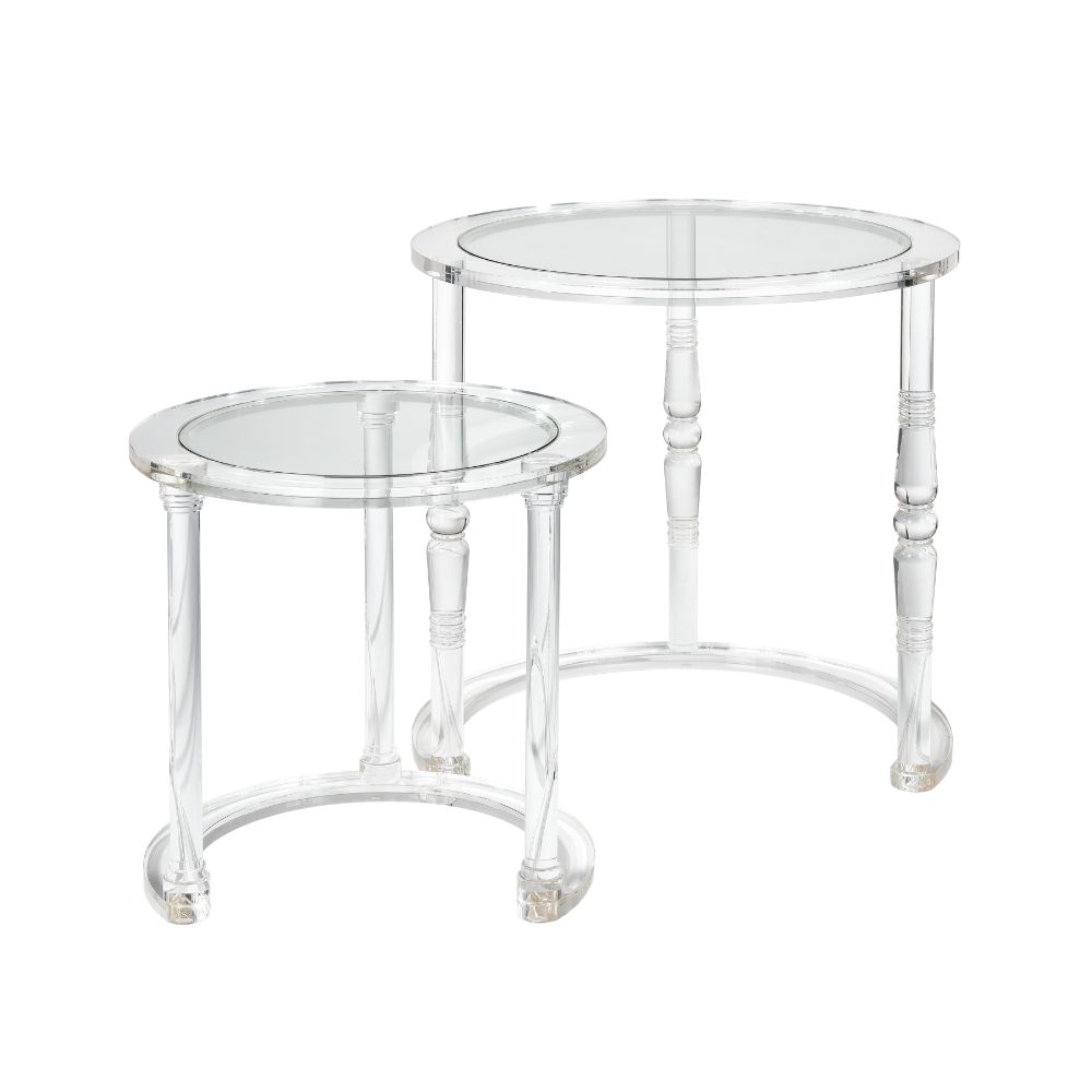 Elk Home H0015-9104/S2 Jacobs Nesting Table - Set of 2 Round Clear