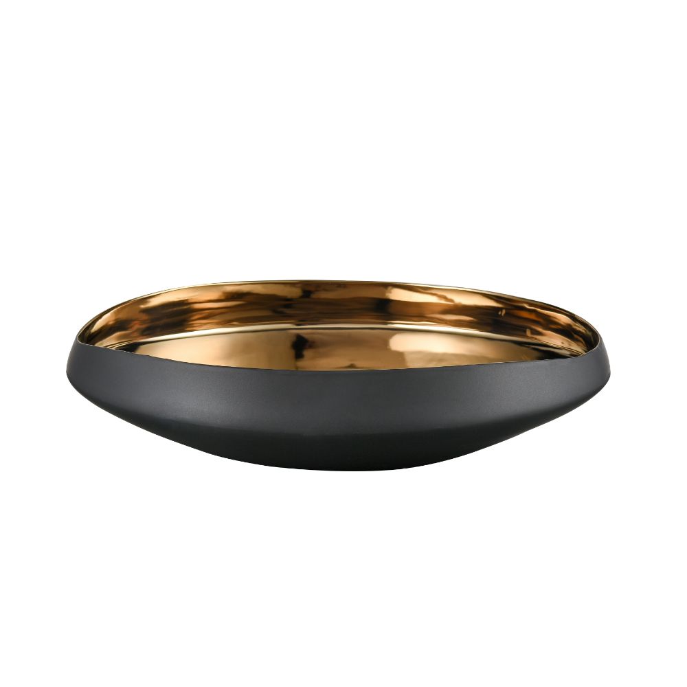 ELK Home H0017-9745 Greer Bowl - Low Black and Gold Glazed