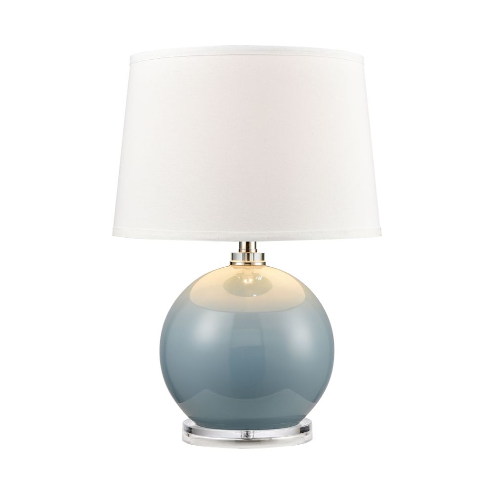 ELK Lighting H019-7222 Culland Table Lamp In Azure Blue, Polished Nickel, Clear