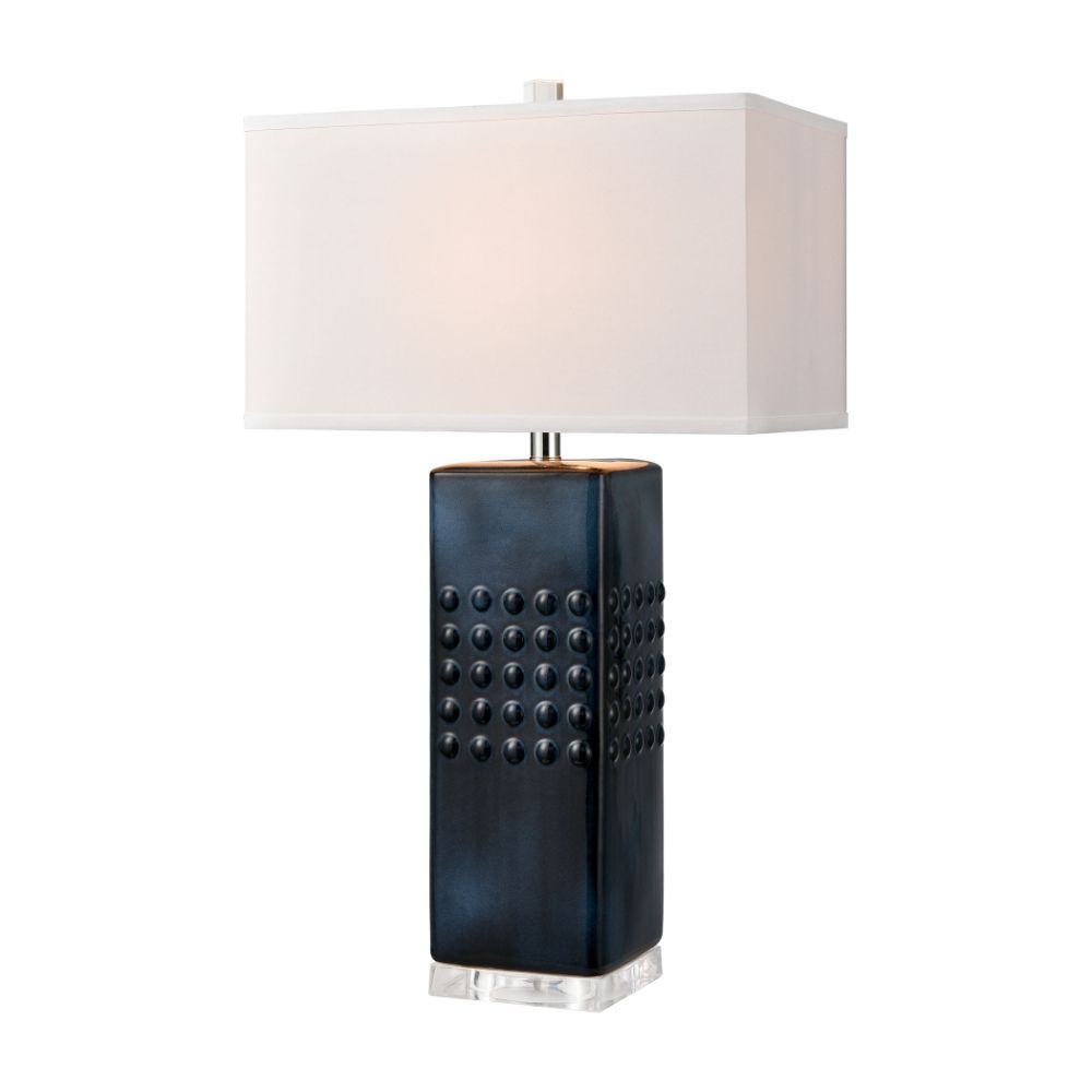 ELK Lighting H019-7223 Easdale Table Lamp In Midnight Blue, Clear