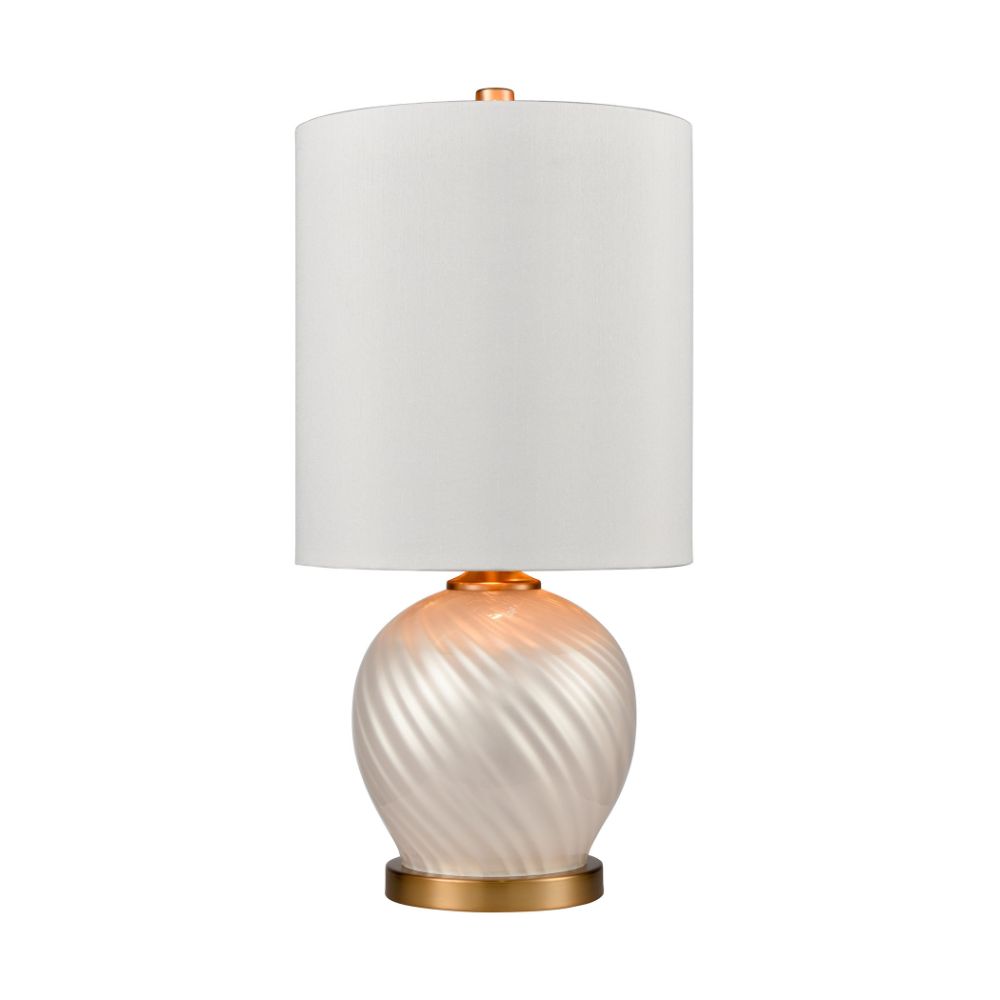 ELK Lighting H019-7237 Koray Table Lamp In Pearl, Aged Brass
