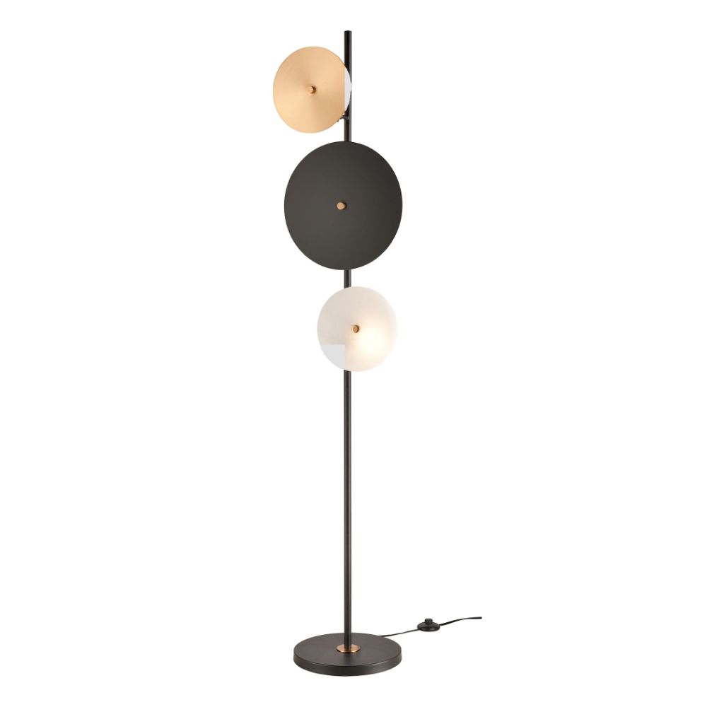 Elk Home H019-7254 Salsarium Floor Lamp In Matte Black, White, Satin Brass