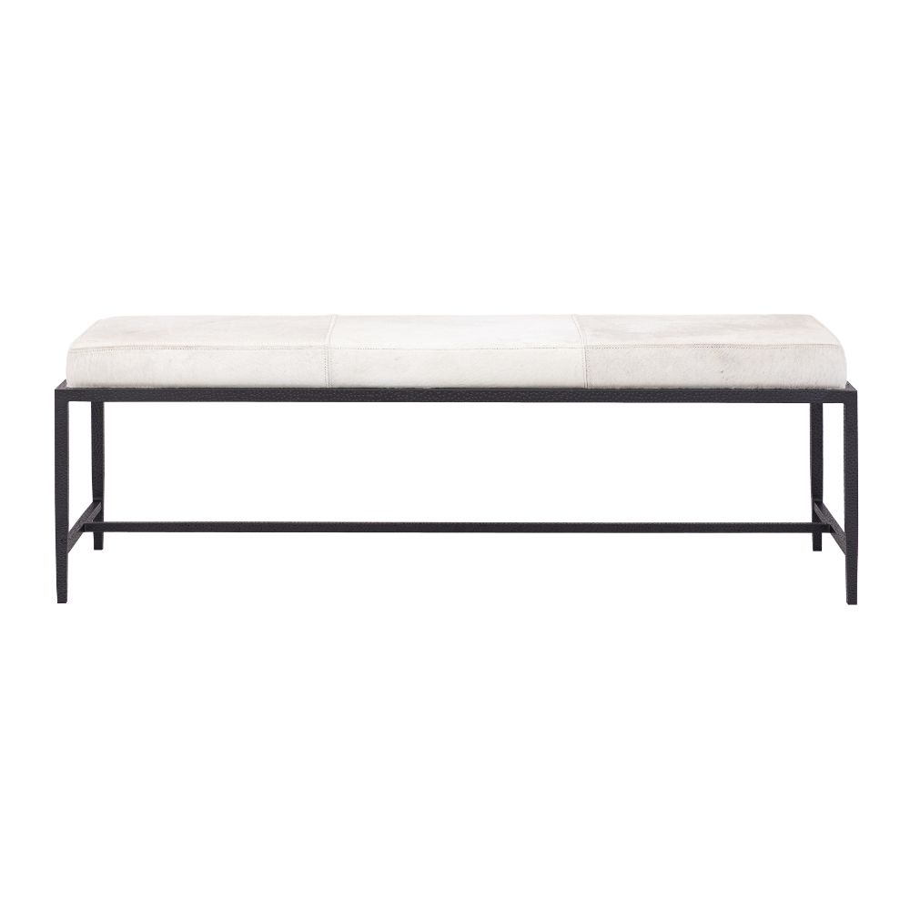 Elk Home H0805-10873 Canyon Long Bench - Dark Bronze with Ivory Hide