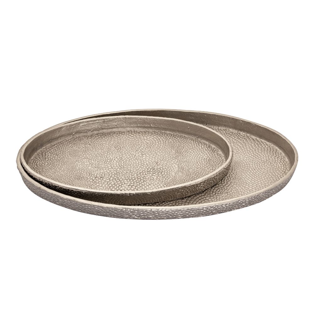 ELK Home H0807-10660/S2 Oval Pebble Tray - Set of 2 Antique Nickel