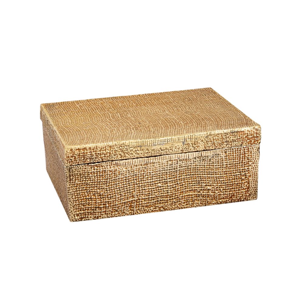 ELK Home H0807-10663 Square Linen Texture Box - Small Brass