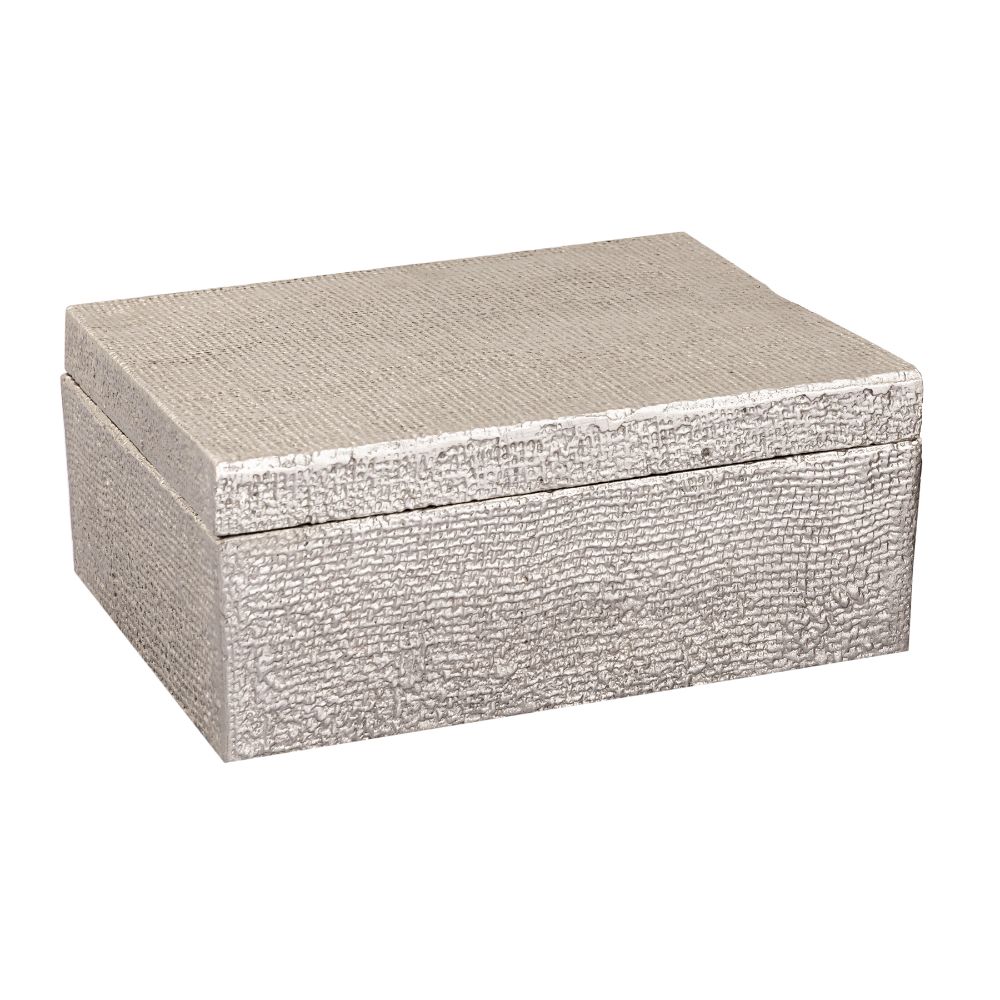 ELK Home H0807-10665 Square Linen Texture Box - Large Nickel