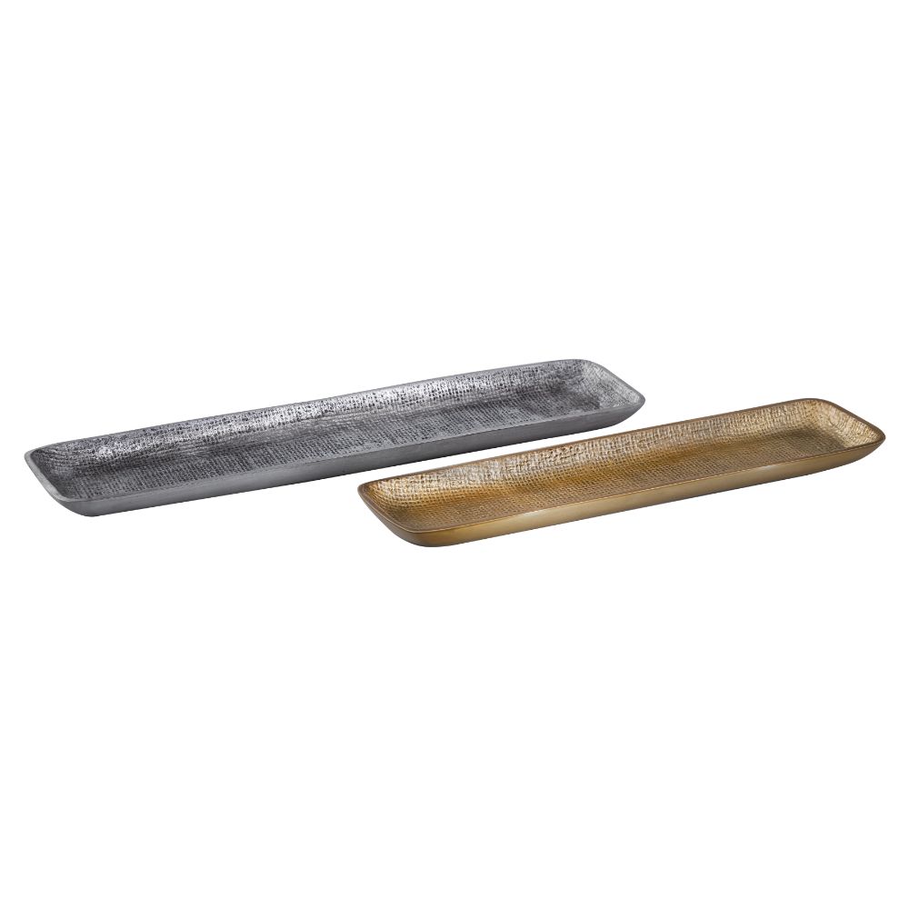 ELK Home H0807-9245/S2 Louk Tray - Set of 2 Silver and Brass