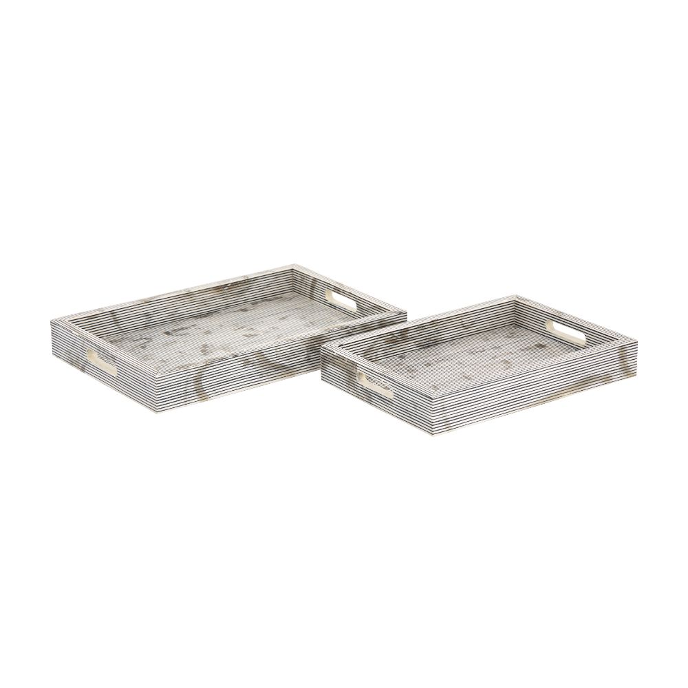 ELK Home H0807-9765/S2 Eaton Etched Tray - Set of 2 White