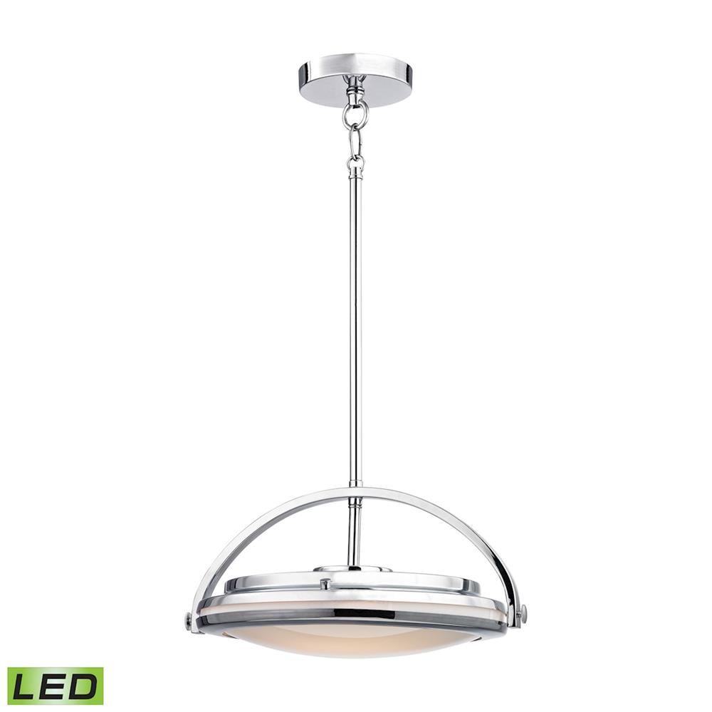 ELK Lighting LC411-PW-15 Quincy 1 Light LED Pendant In Chrome And Paint White Glass