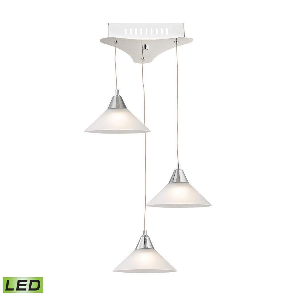 Elk Lighting LCA103-10-15 Cono Triple Led Pendant Complete with White Glass Shade and Holder