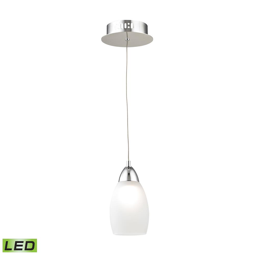 Elk Lighting LCA201-10-15 Buro Single Led Pendant Complete with White Glass Shade and Holder