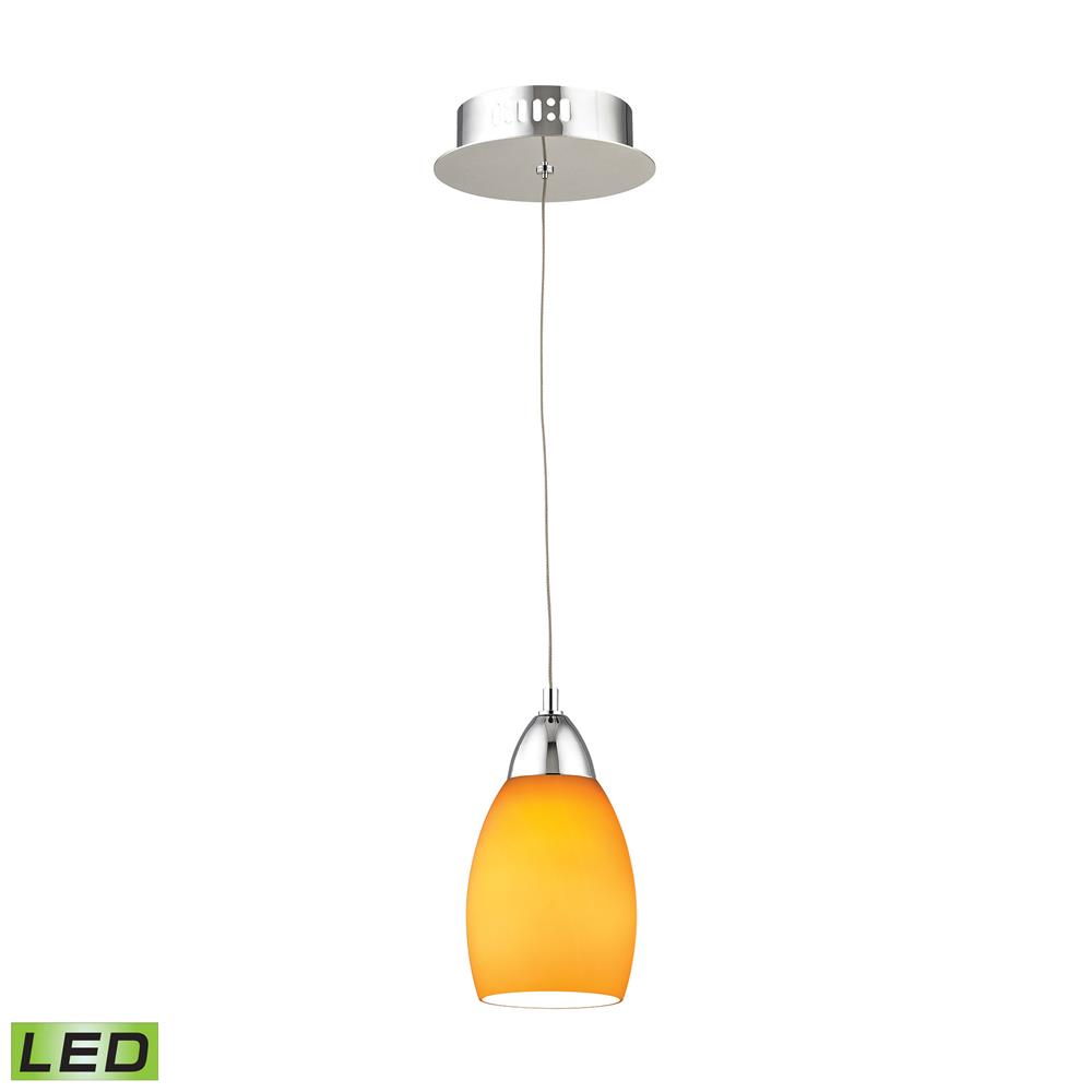 Elk Lighting LCA201-8-15 Buro Single Led Pendant Complete with Yellow Glass Shade and Holder