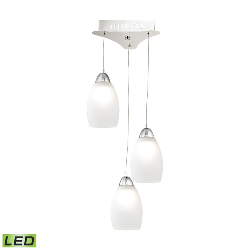 Elk Lighting LCA203-10-15 Buro Triple Led Pendant Complete with White Glass Shade and Holder