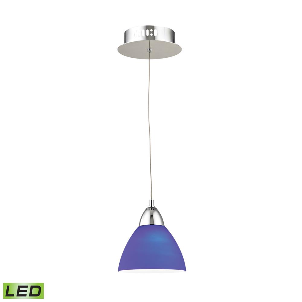 Elk Lighting LCA301-7-15 Piatto Single Led Pendant Complete with Blue Glass Shade and Holder