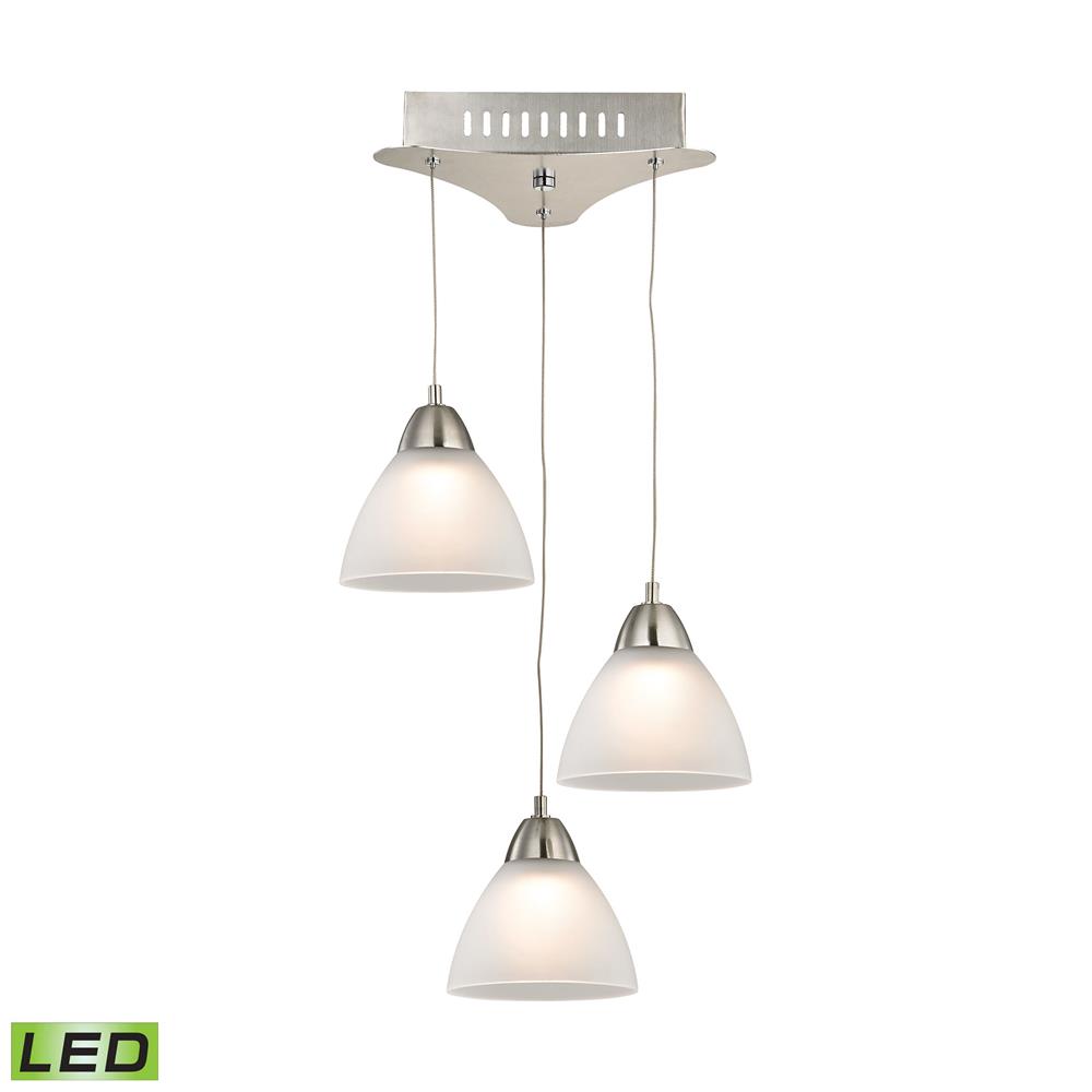 Elk Lighting LCA303-10-16M Piatto Triple Led Pendant Complete with White Glass Shade and Holder