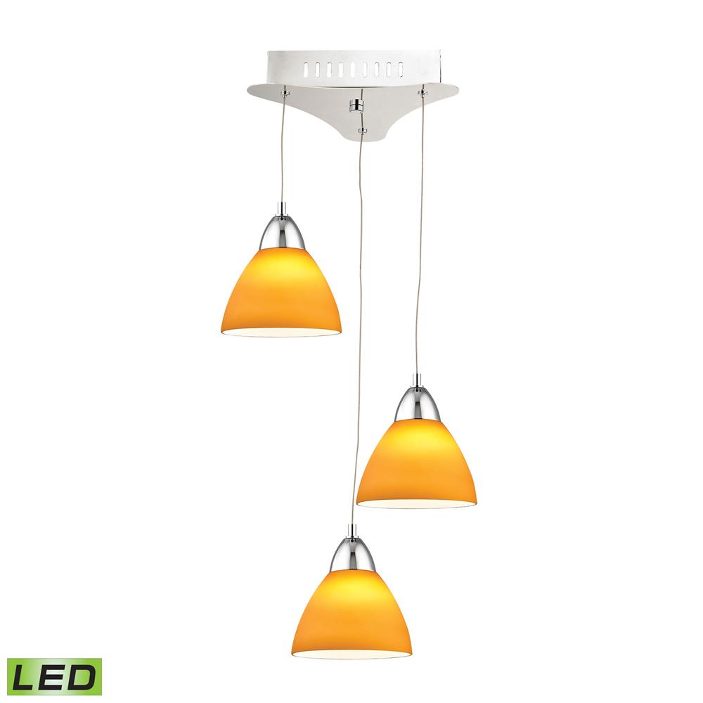 Elk Lighting LCA303-8-15 Piatto Triple Led Pendant Complete with Yellow Glass Shade and Holder