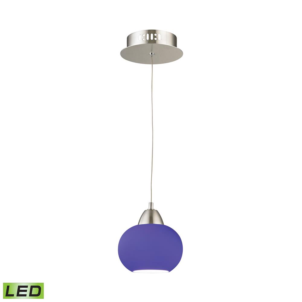 Elk Lighting LCA401-7-16M Ciotola Single Led Pendant Complete with Blue Glass Shade and Holder