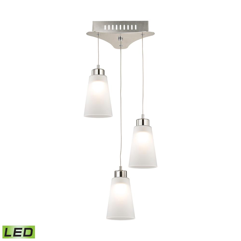 Elk Lighting LCA503-10-16M Coppa Triple Led Pendant Complete with White Glass Shade and Holder
