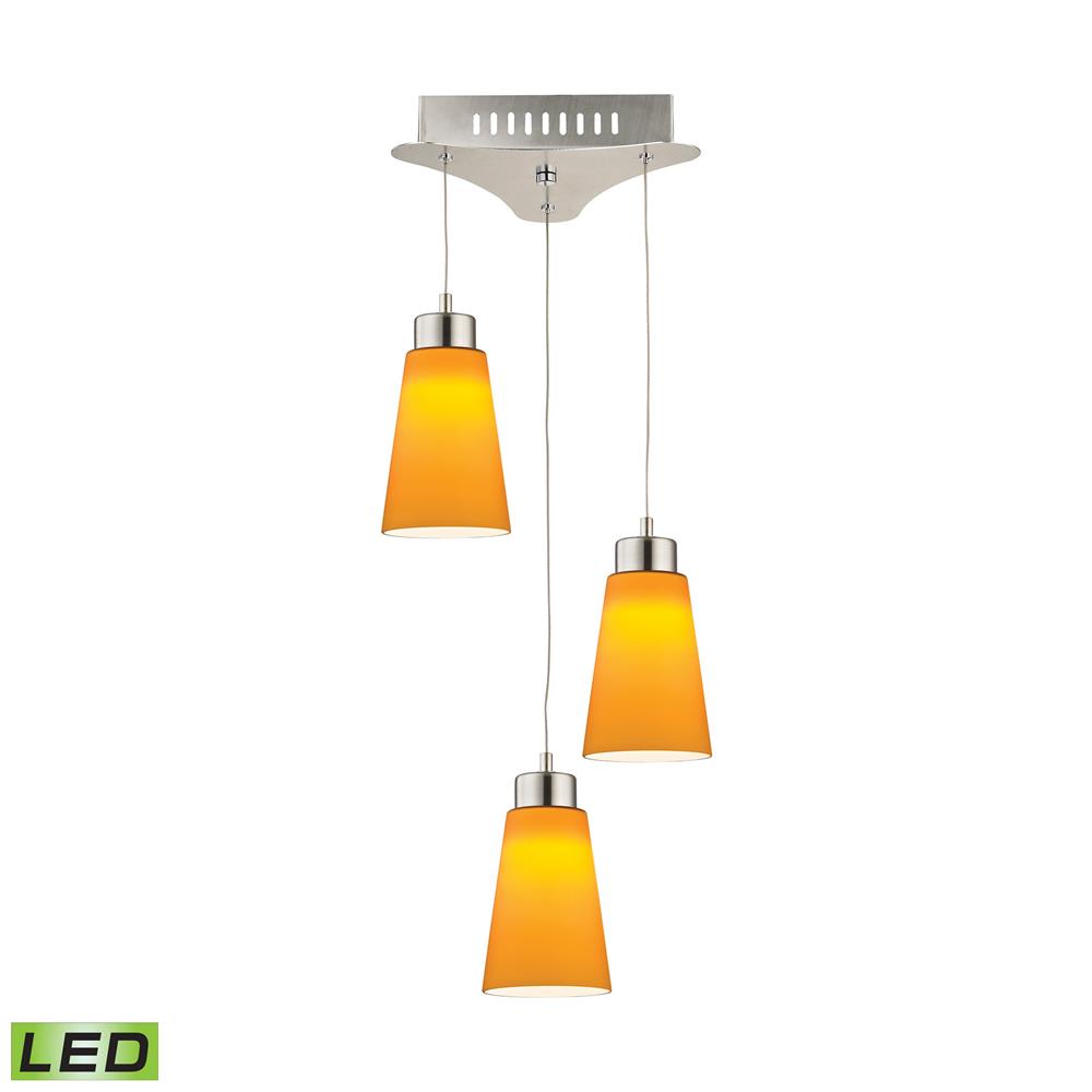 Elk Lighting LCA503-8-16M Buro Triple Led Pendant Complete with Yellow Glass Shade and Holder