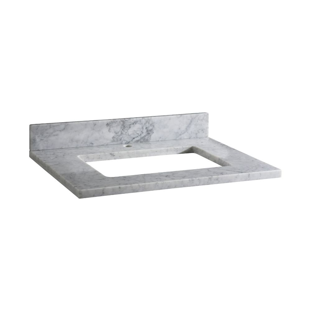Elk Home MAUT25RWT-1 Stone Top - 25-inch for Rectangular Undermount Sink - White Carrara Marble with Single Faucet Hole