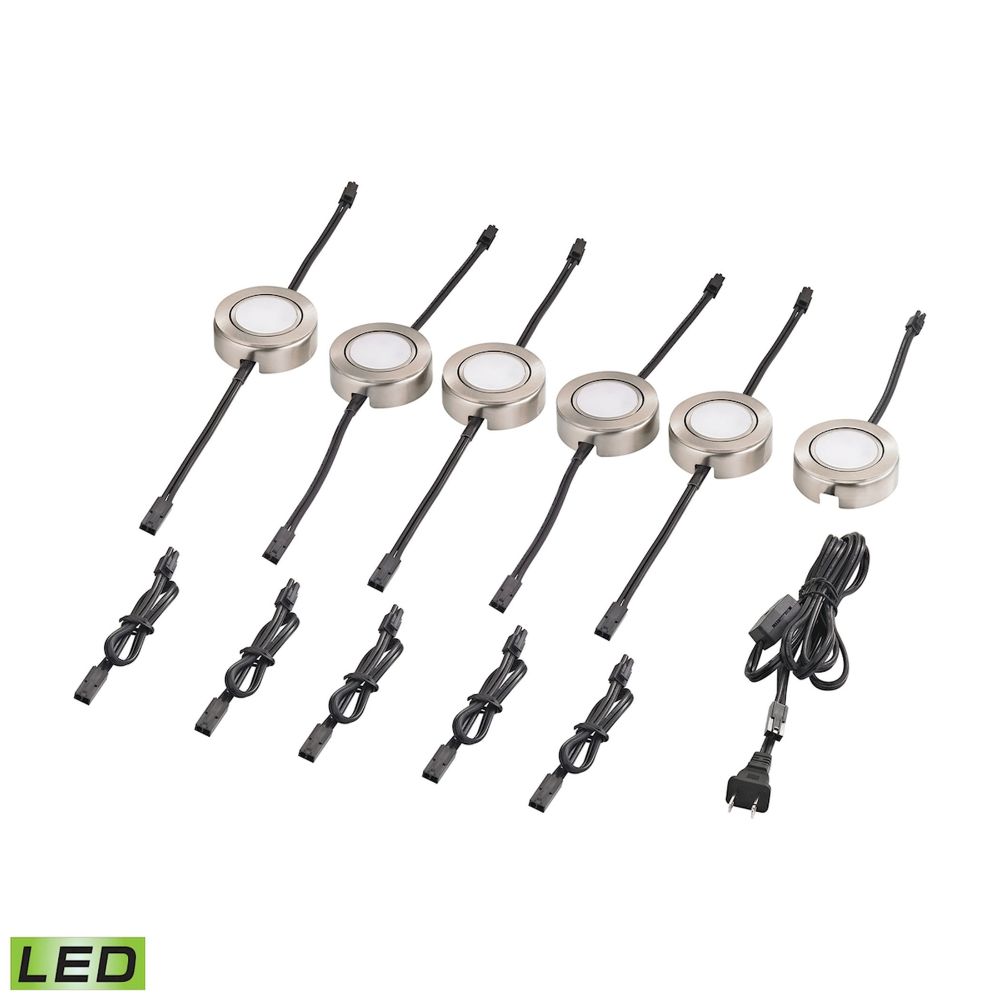 ELK Lighting MLE426-5-16MK Metal Housing, 6ft Power Cord w/Plug and Line Switch, 5Pcs 12-inch Jump Cord, 1Pc Has 1 Tail, 5Pcs in Satin Nickel