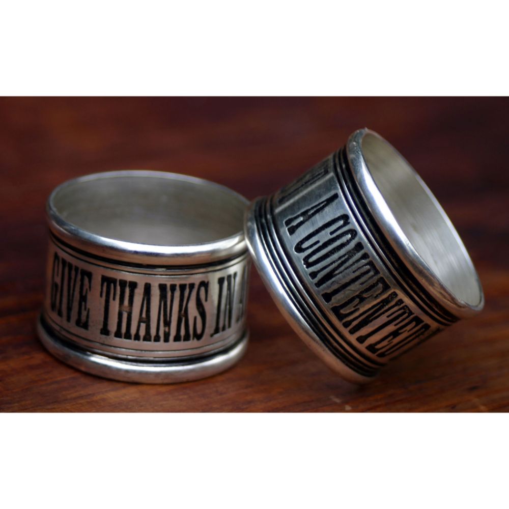 ELK Home NAP002/S4 Live in Each... Napkin Rings (Set of 4) in Pewter