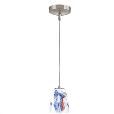 ELK Lighting PF1000/1-LED-BN-MT Low Voltage LED Collection 1 light mini pendant in Brushed Nickel with Mountain Glass